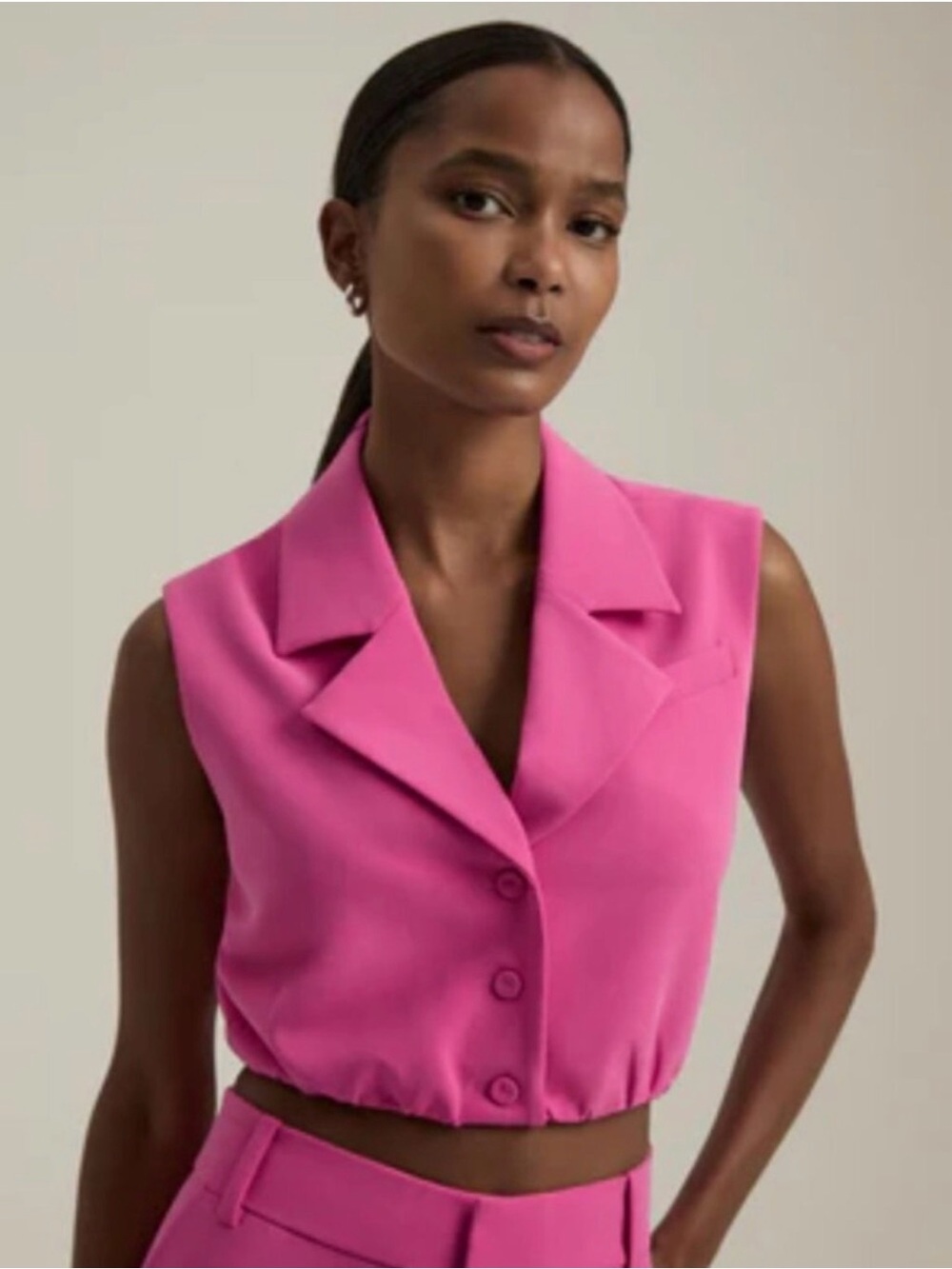 NWT Favorite Daughter The Audrey Crop Vest in Flamingo Pink Size Large